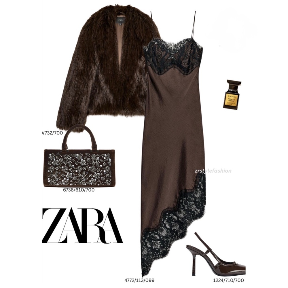 ASYMMETRIC SATIN LACE DRESS ZW COLLECTION - SLIP DRESS - Picture 11 of 17